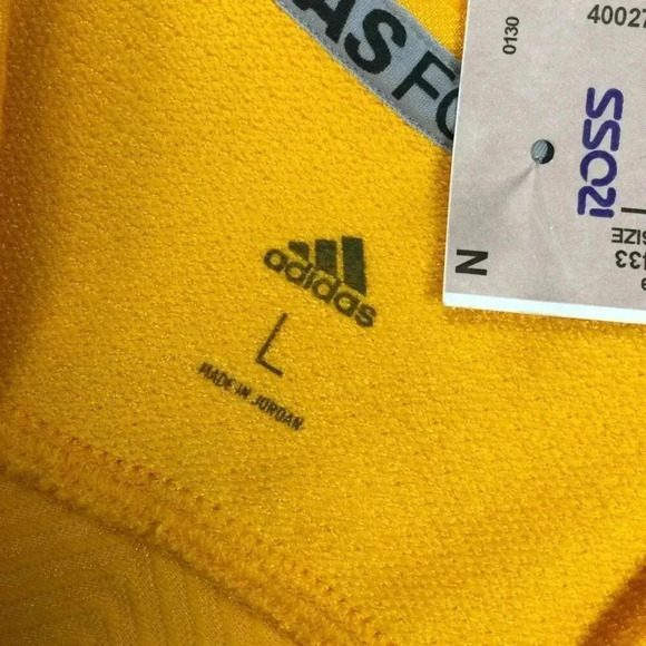 NWT Adidas Mens Yellow Cap Sleeve Slim Football Jersey Top Size Large - Picture 5 of 9